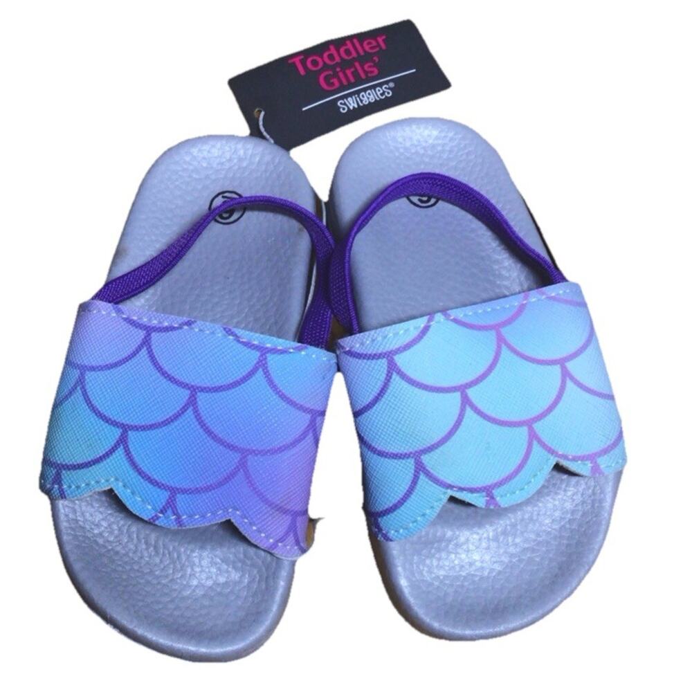 MERMAID Tail Toddler Girls Slide Sandals Size 6